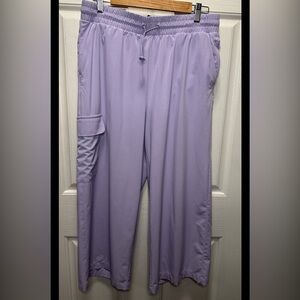 Talbots Women's Drawstring Purple Cargo Capris Utility Pocket, L/XL **No Tags